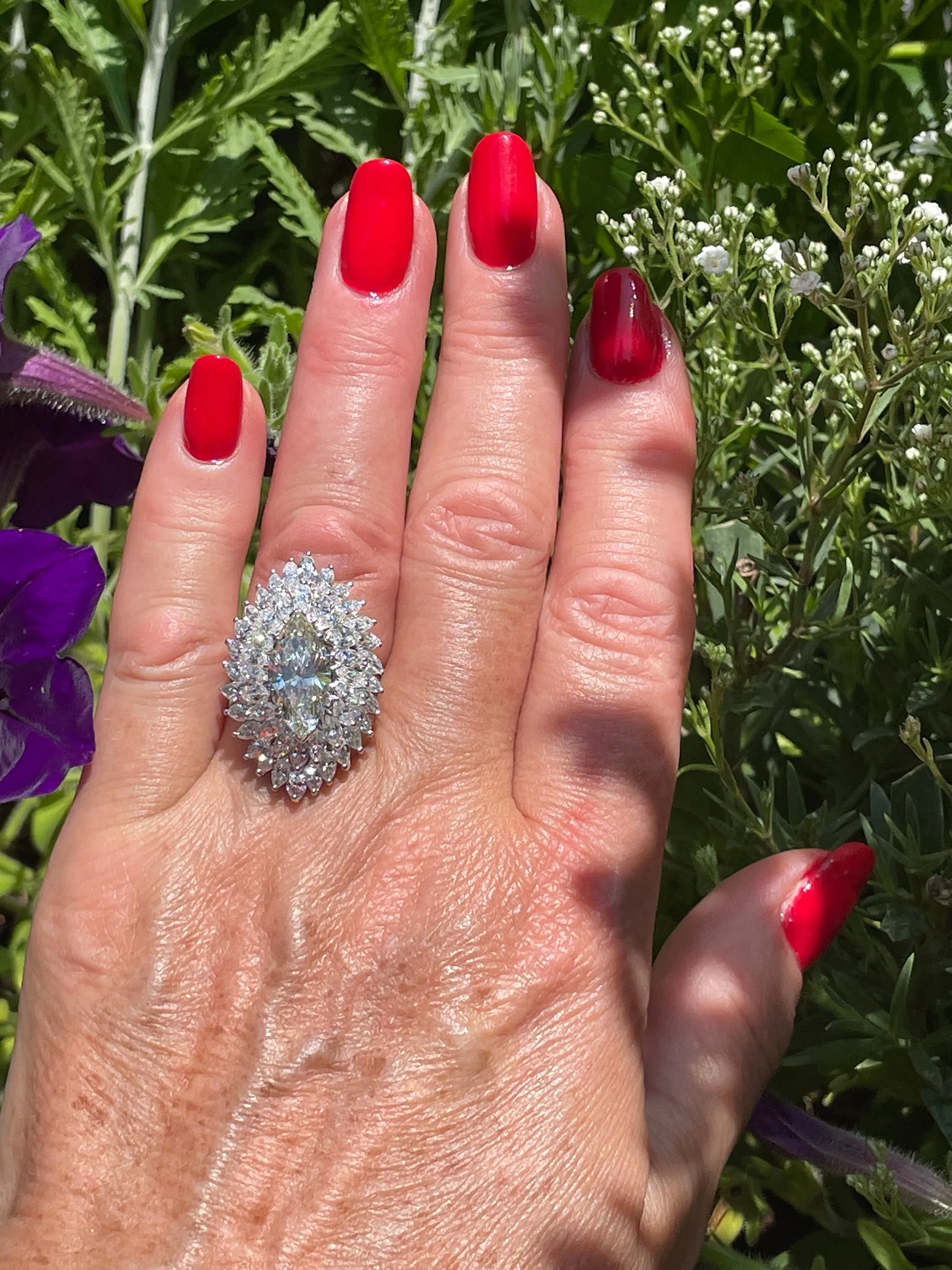 GIA 9.80ctw A Breathtaking Circa 1960s Estate BALLERINA Marquise Diamond Cocktail Ring by Palais