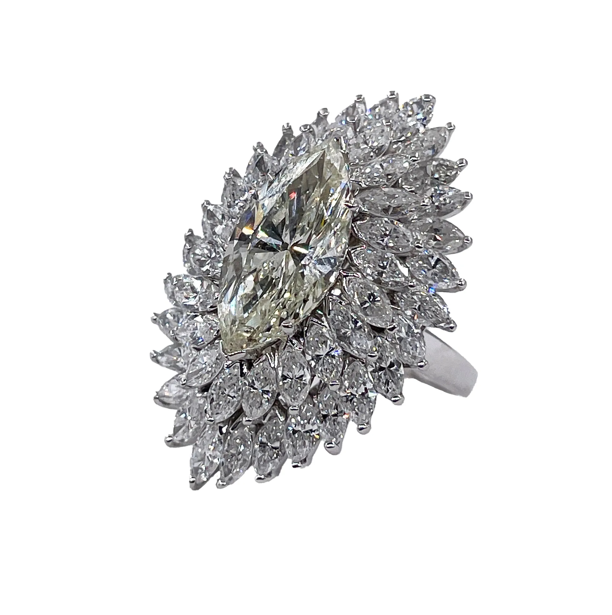 GIA 9.80ctw A Breathtaking Circa 1960s Estate BALLERINA Marquise Diamond Cocktail Ring by Palais