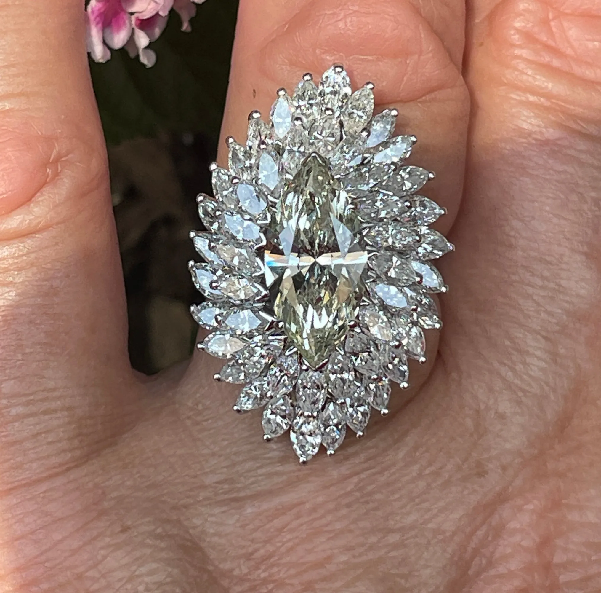 GIA 9.80ctw A Breathtaking Circa 1960s Estate BALLERINA Marquise Diamond Cocktail Ring by Palais