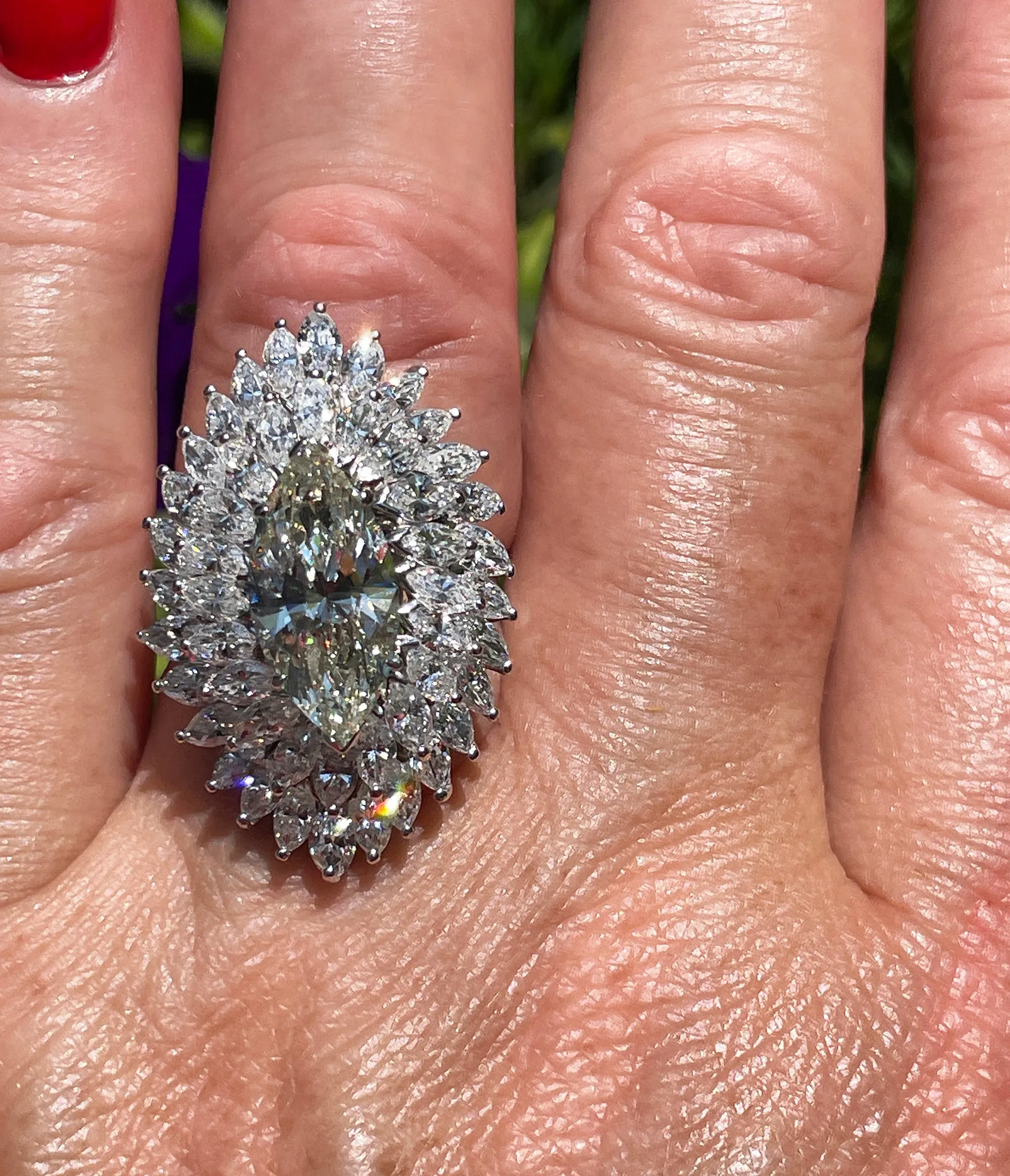 GIA 9.80ctw A Breathtaking Circa 1960s Estate BALLERINA Marquise Diamond Cocktail Ring by Palais