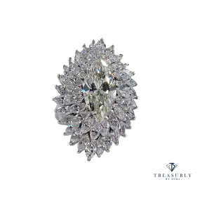 GIA 9.80ctw A Breathtaking Circa 1960s Estate BALLERINA Marquise Diamond Cocktail Ring by Palais