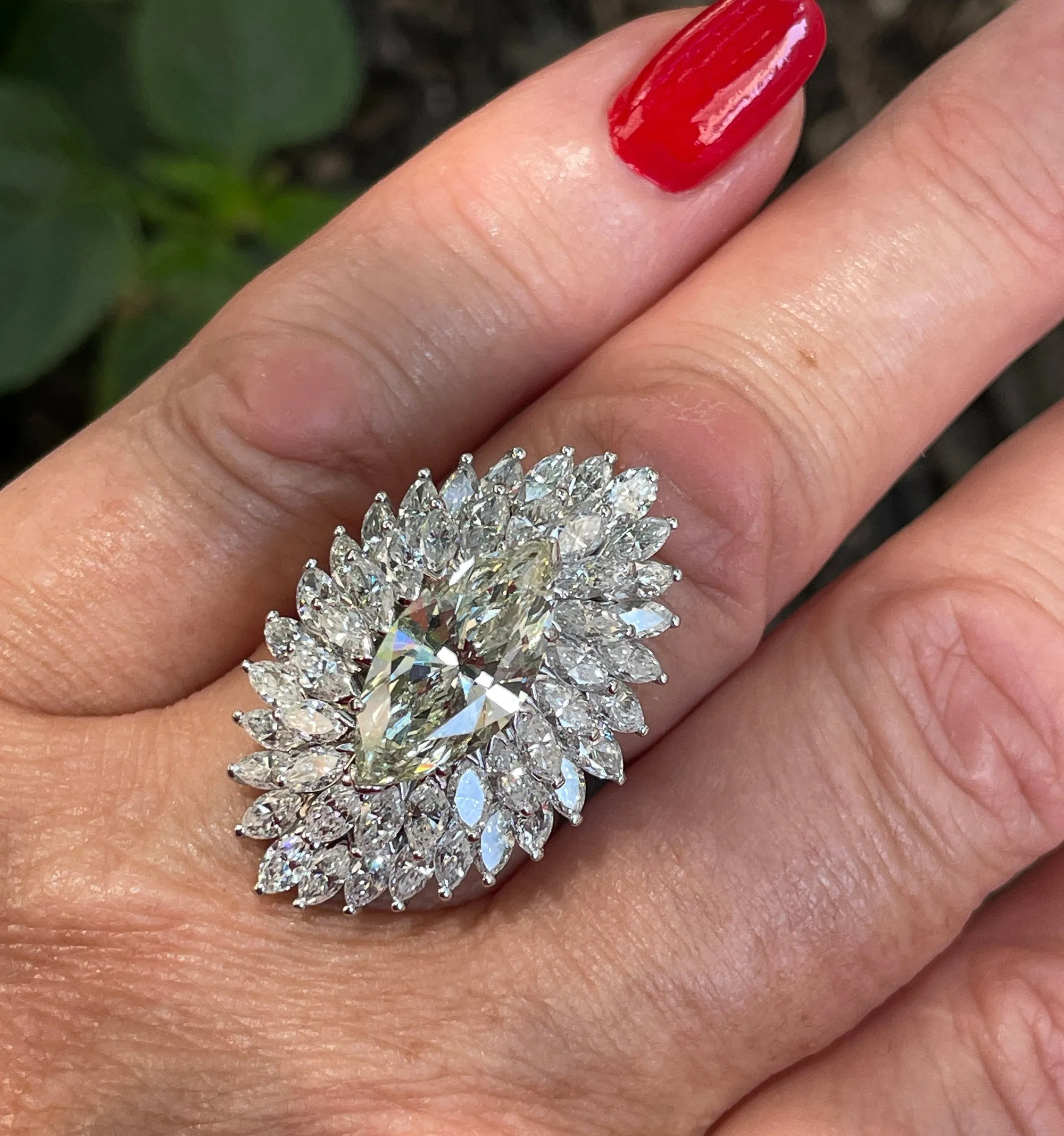 GIA 9.80ctw A Breathtaking Circa 1960s Estate BALLERINA Marquise Diamond Cocktail Ring by Palais