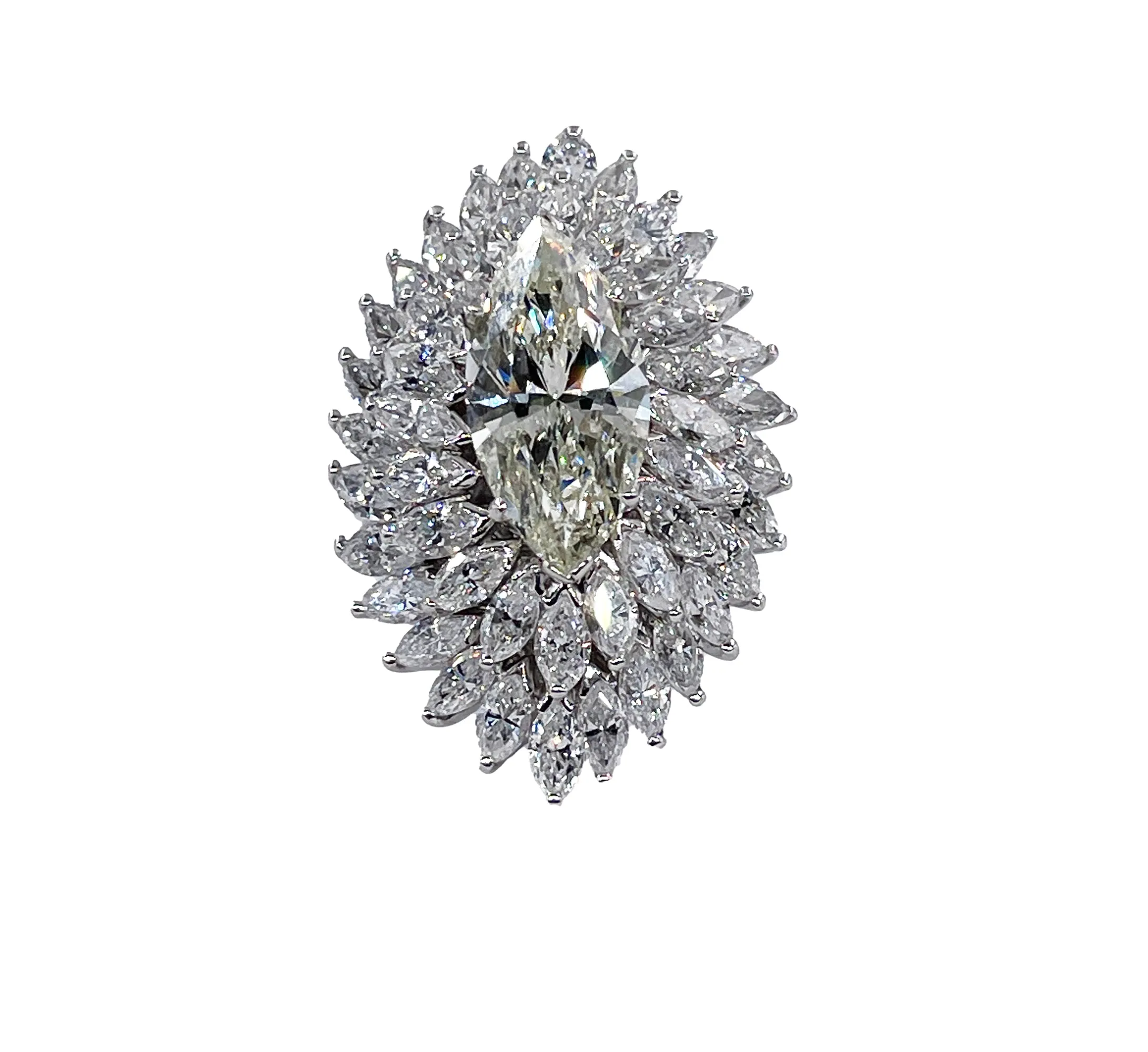 GIA 9.80ctw A Breathtaking Circa 1960s Estate BALLERINA Marquise Diamond Cocktail Ring by Palais