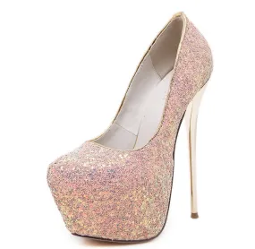 Glitter High Heels Platform Pumps Party Wedding Shoes 2270