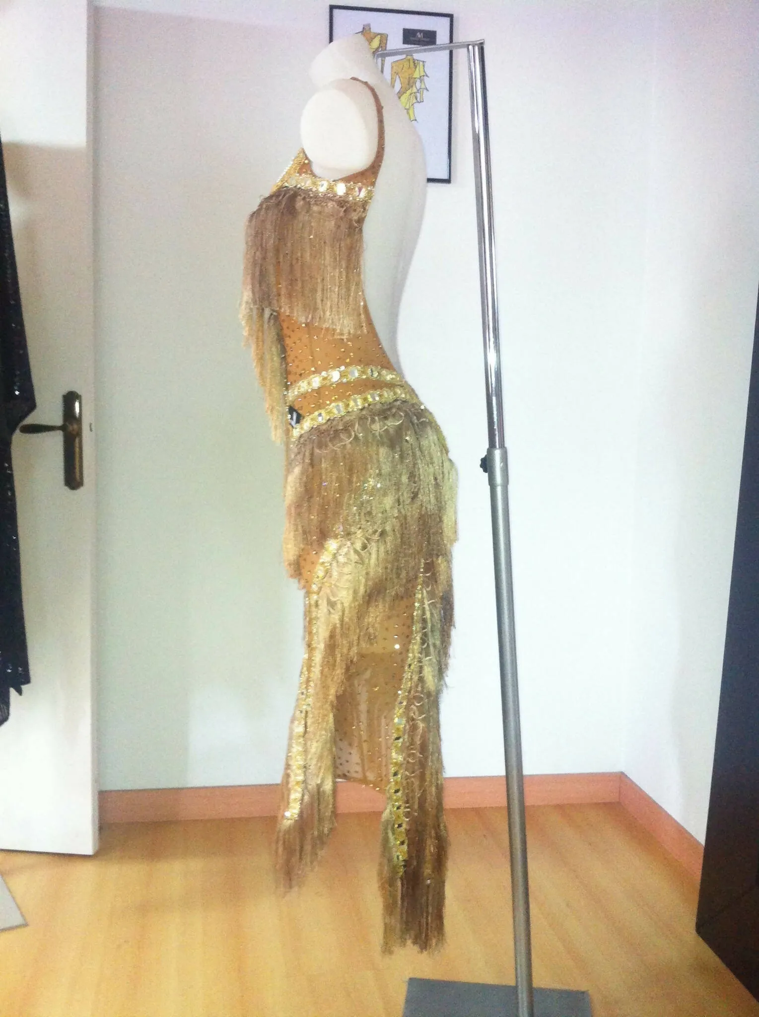 Gold Fringe Abraham Martinez Latin Dress