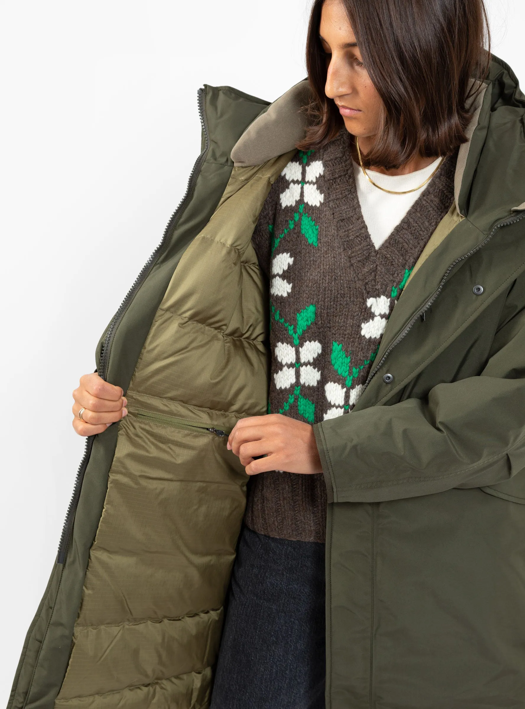 GORE-TEX Long Down Coat Khaki Green