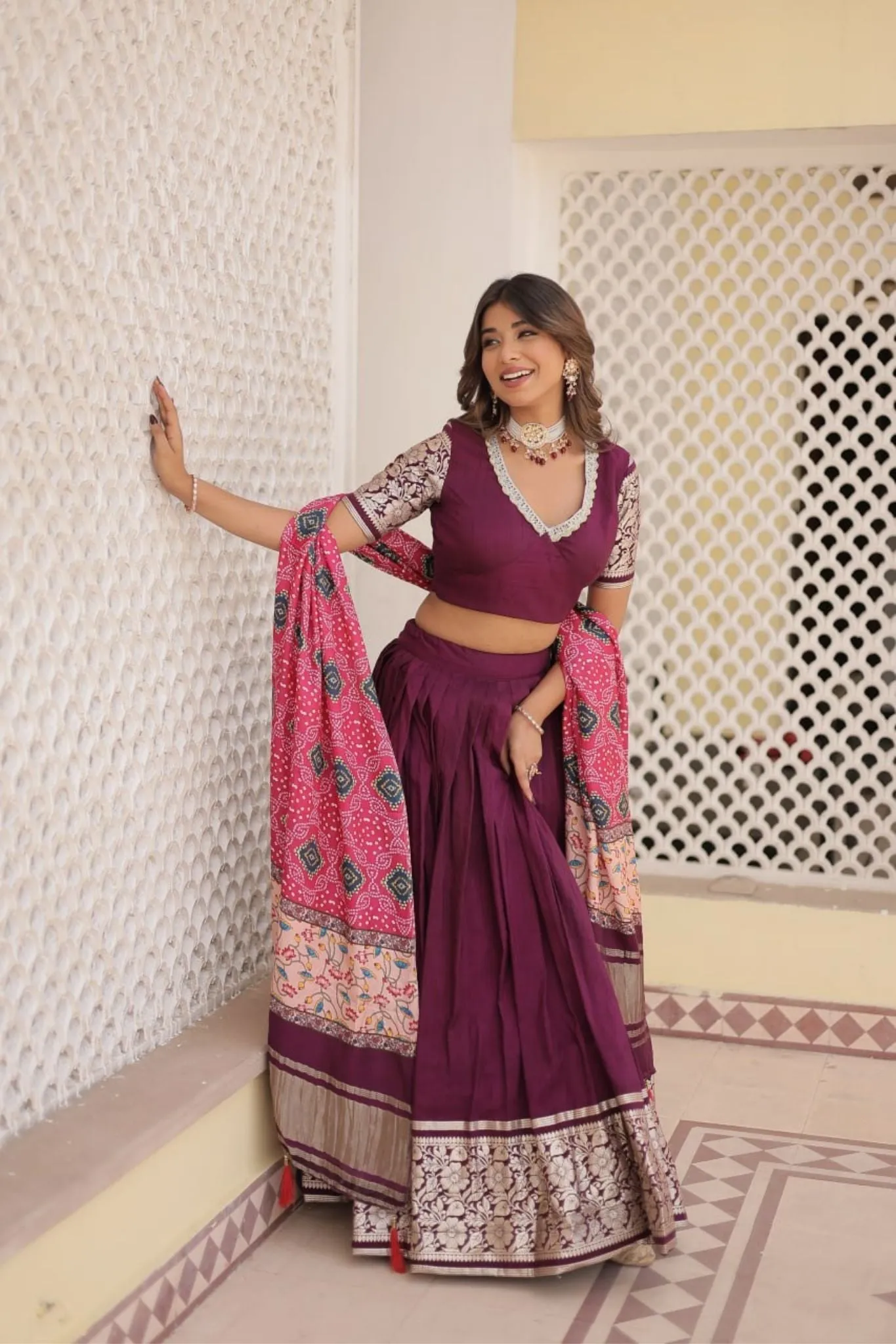 Graceful Viscose Lehenga Choli With Gajji Silk Dupatta Set