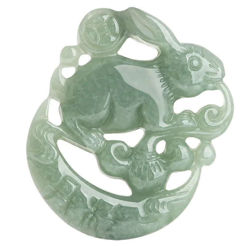 Grade A Jade Jadeite Lucky Rabbit Pendant #15-1226