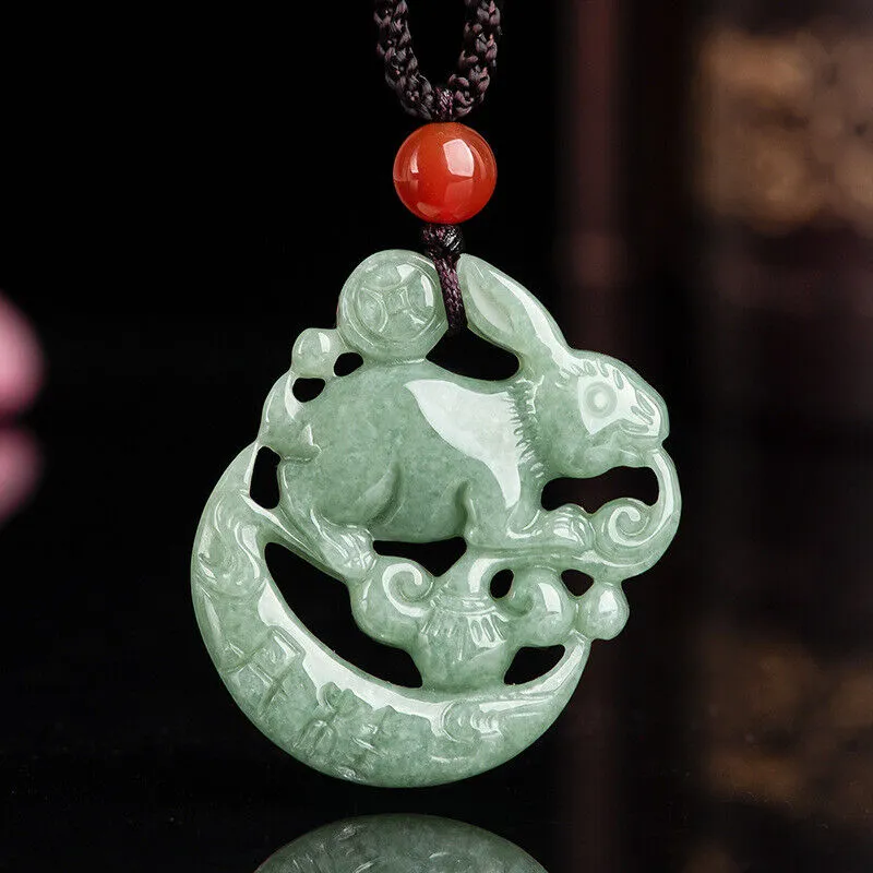 Grade A Jade Jadeite Lucky Rabbit Pendant #15-1226