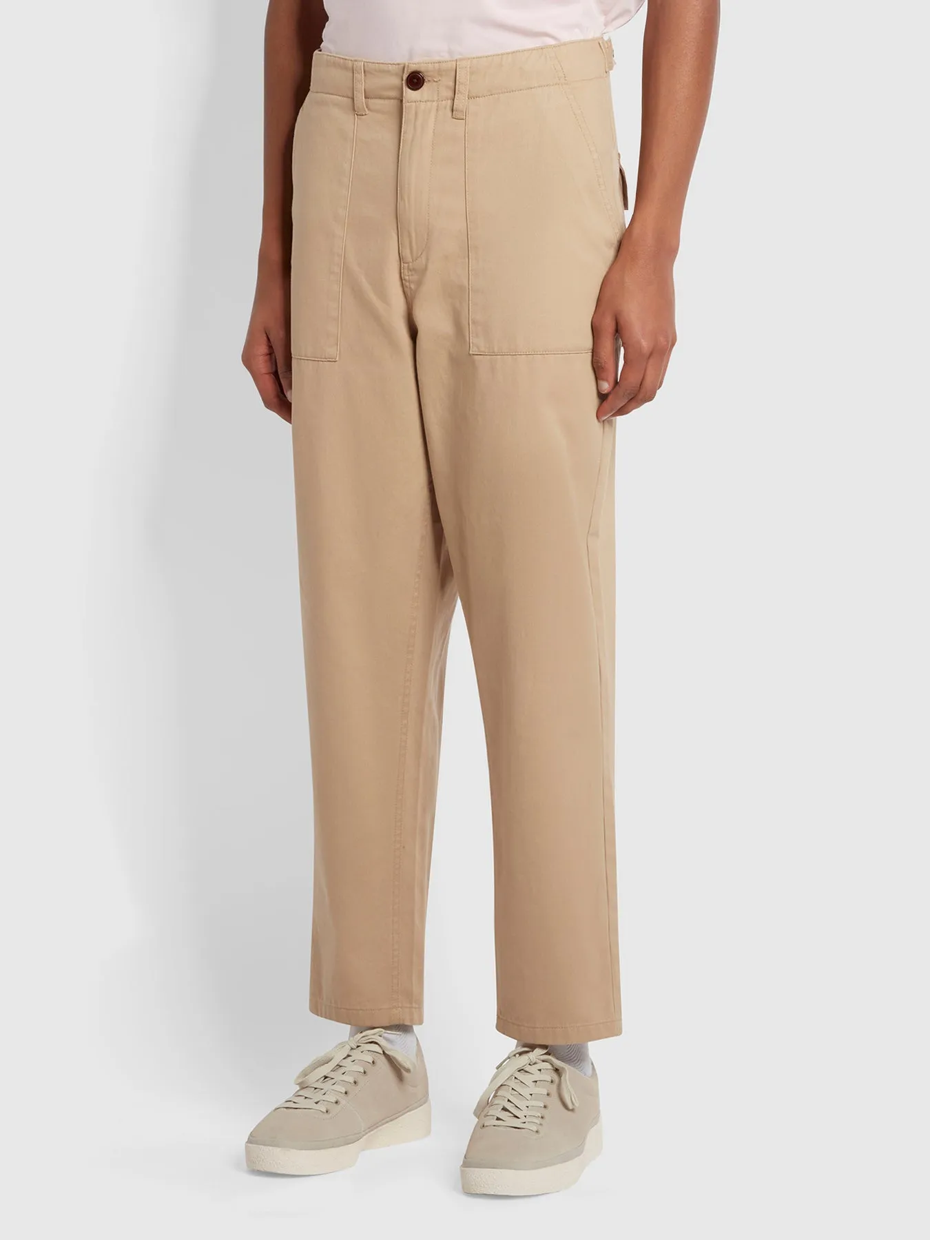 Hawtin Relaxed Tapered Fit Trousers In Light Sand