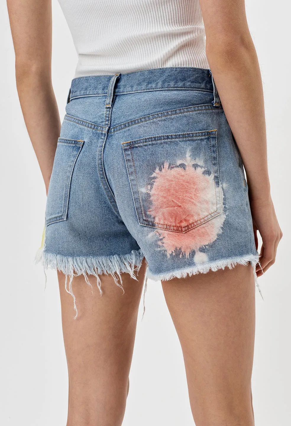 High Waist Cut Off Shorts / Shibori Bloom