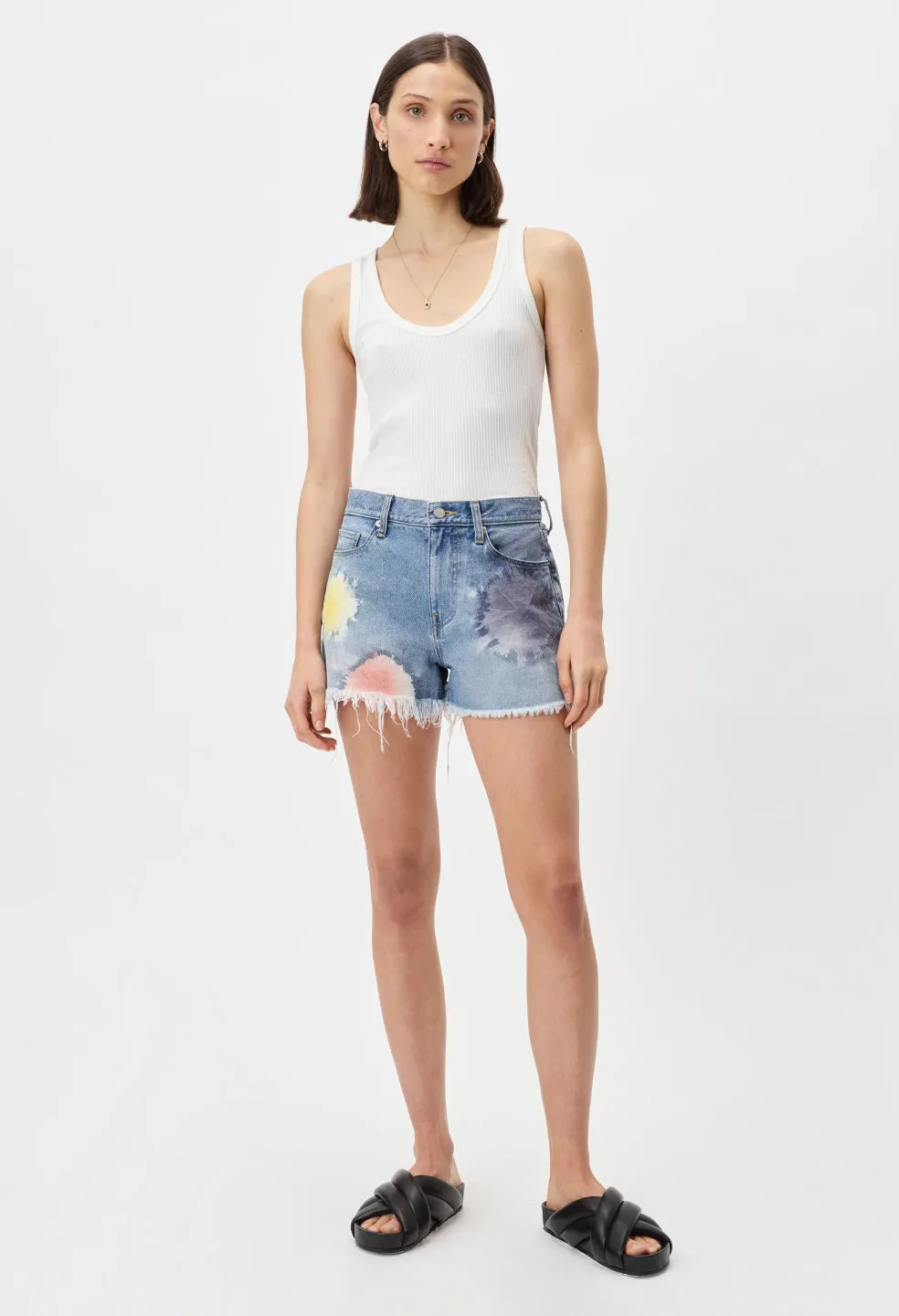 High Waist Cut Off Shorts / Shibori Bloom