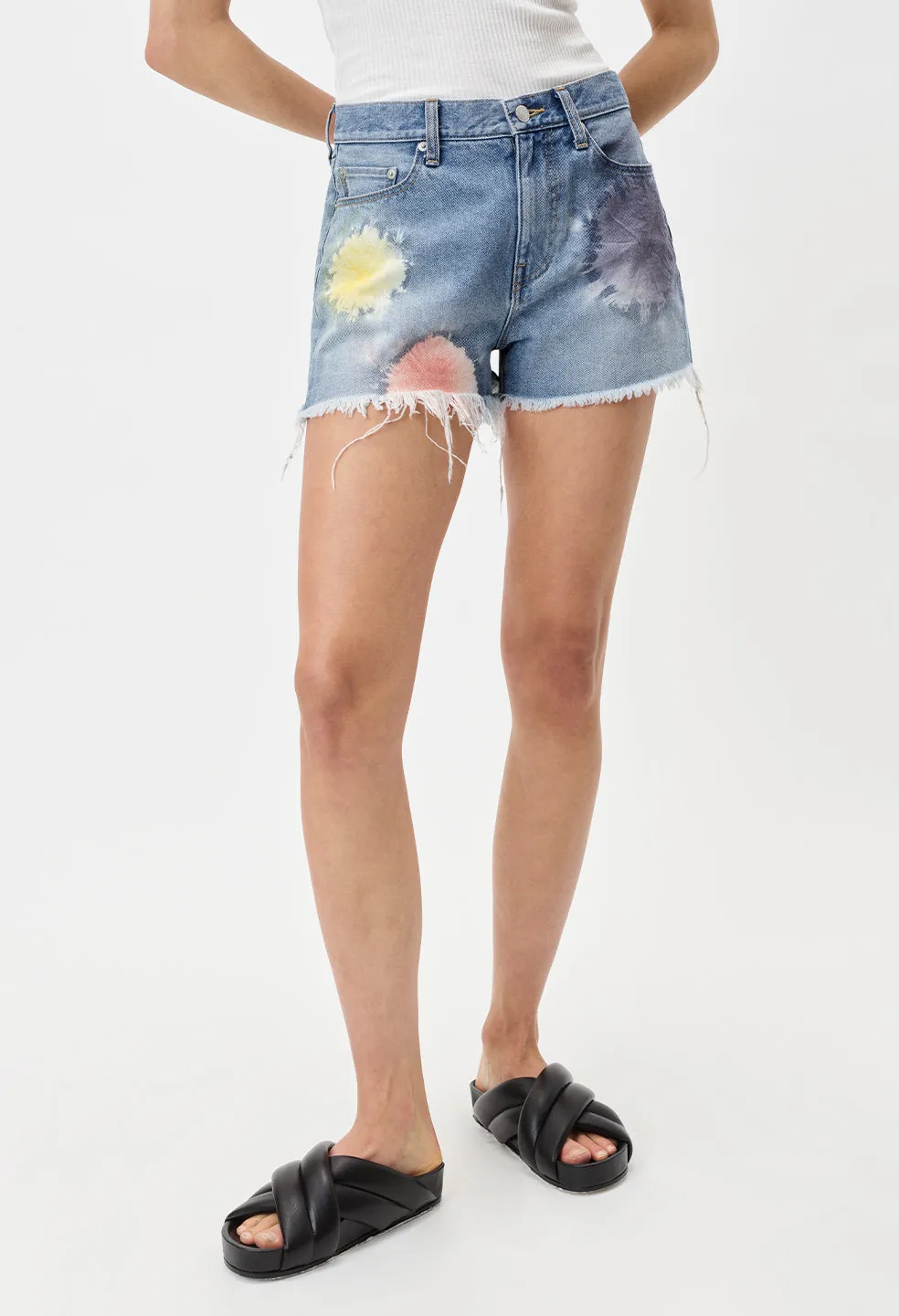 High Waist Cut Off Shorts / Shibori Bloom