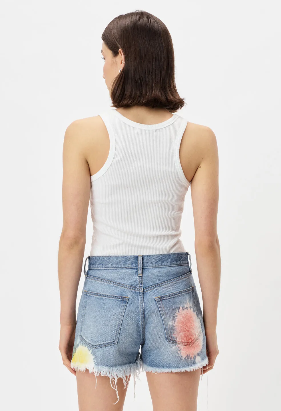 High Waist Cut Off Shorts / Shibori Bloom