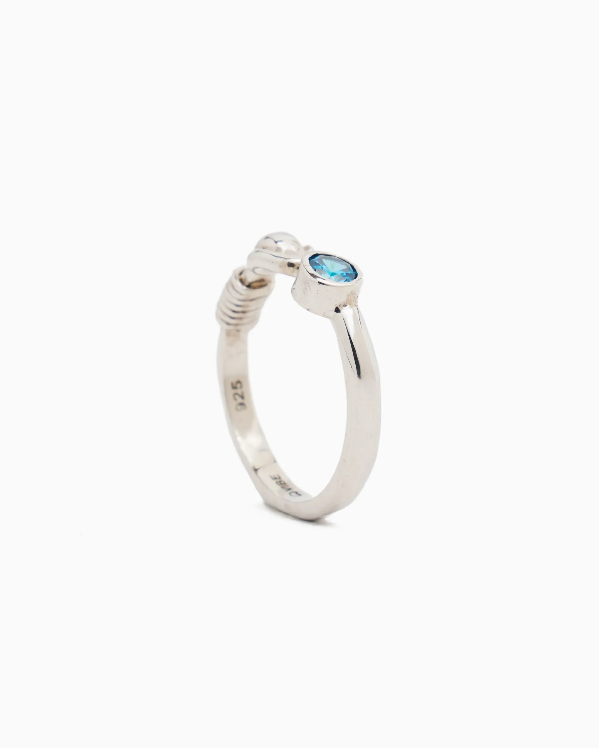 Hook Ring with Stone - Blue Zircon