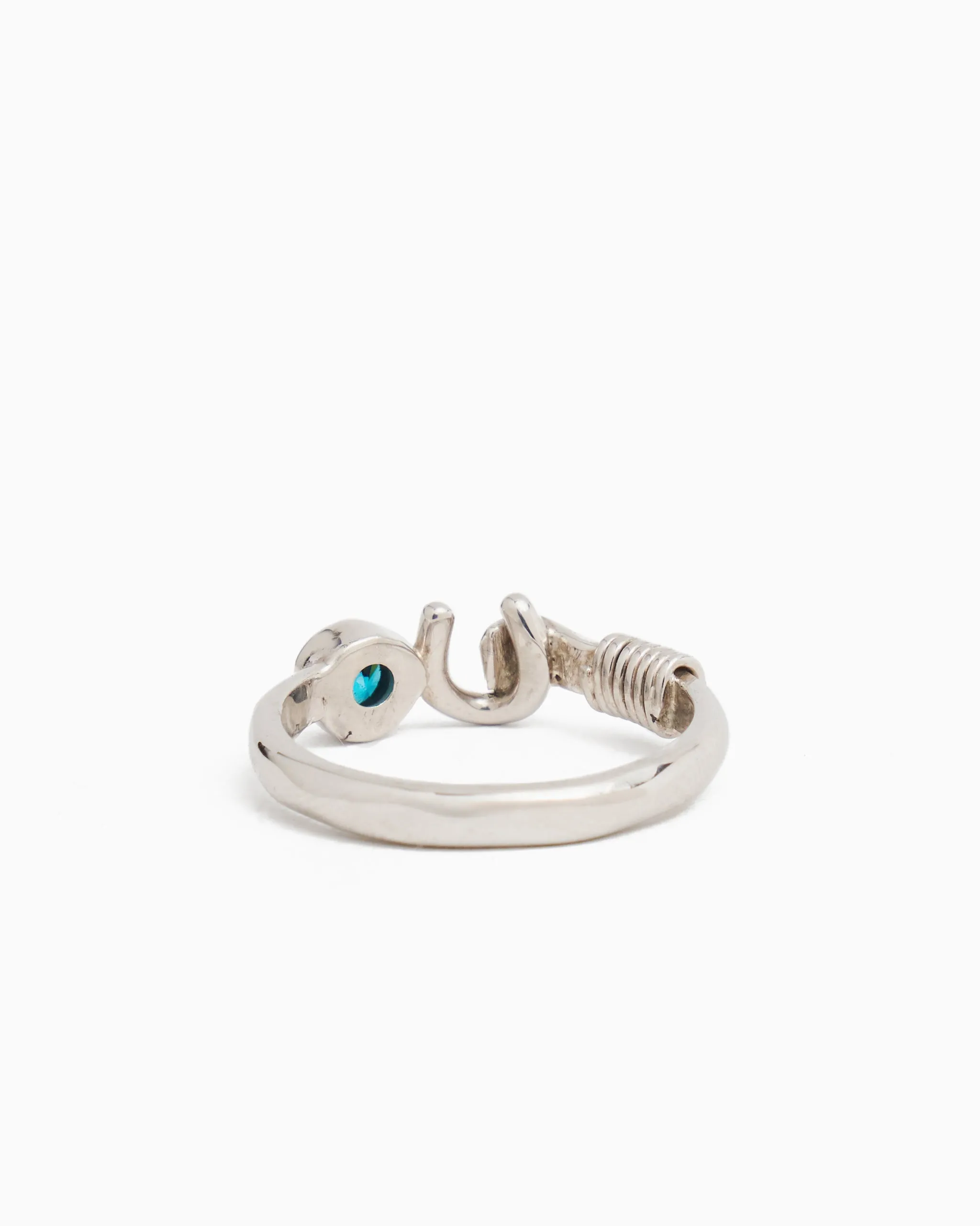 Hook Ring with Stone - Blue Zircon