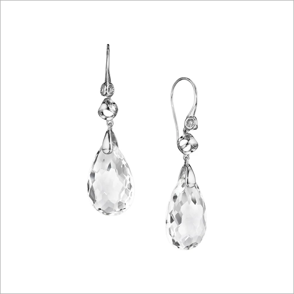 Icona Rock Crystal Tear Drop Earrings in Sterling Silver