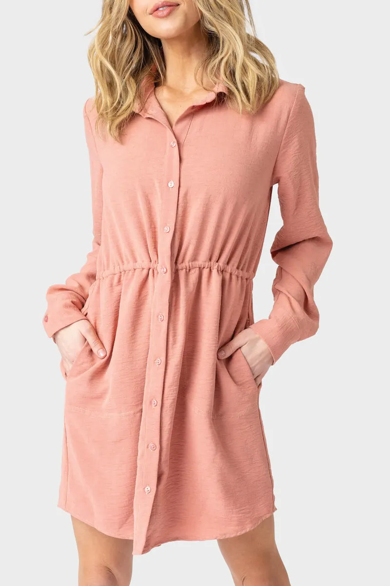 Jennifer Roll Tab Shirt Dress with Drawcord Waistband