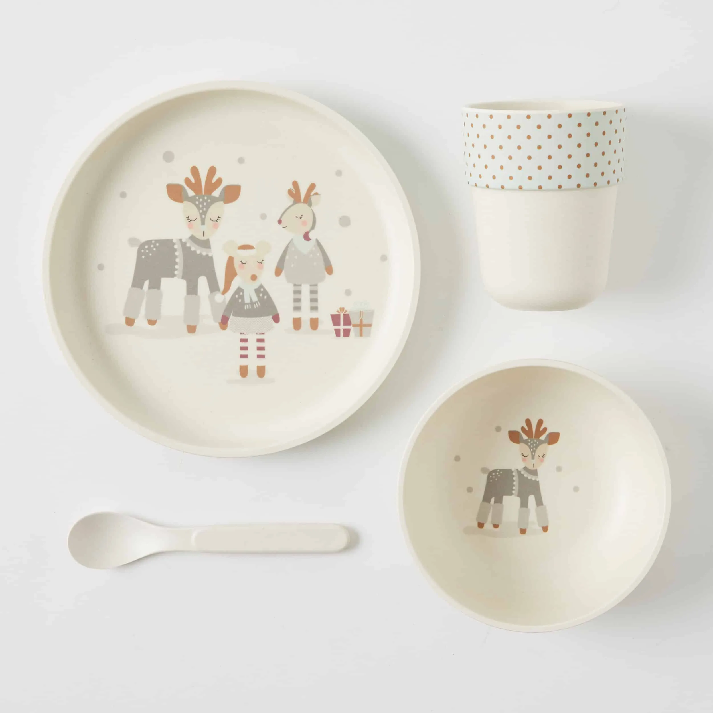 Jiggle & Giggle Christmas Helpers Bamboo 4 pc Dinner Set