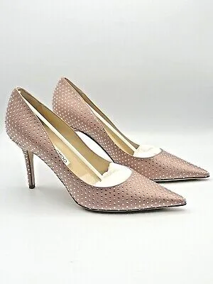 Jimmy Choo Nude Pink Agnes Satin Crystal Embellished Court Shoes UK 2.5 EU 35.5 👠