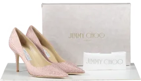 Jimmy Choo Nude Pink Agnes Satin Crystal Embellished Court Shoes UK 2.5 EU 35.5 👠