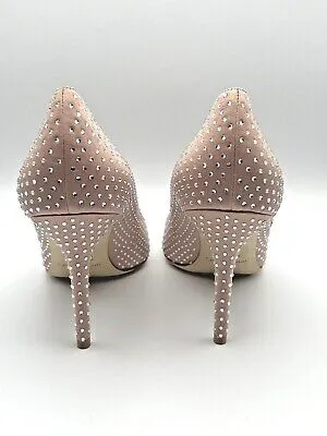 Jimmy Choo Nude Pink Agnes Satin Crystal Embellished Court Shoes UK 2.5 EU 35.5 👠