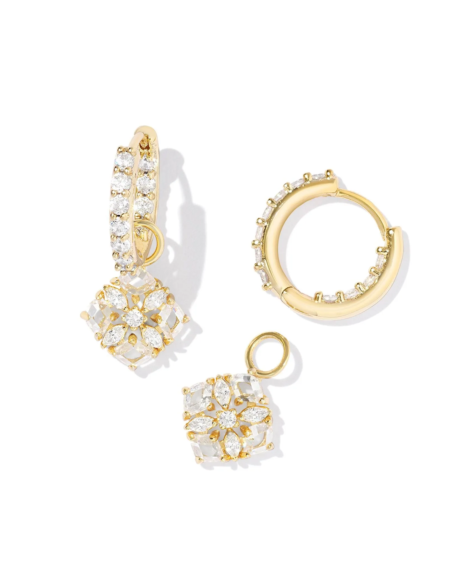 Kendra Scott Dira Crystal Huggie Earrings - Gold White Crystal