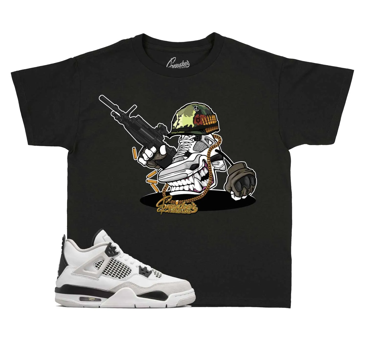 Kids Military Black 4 Shirt - Fly Kicks - Black