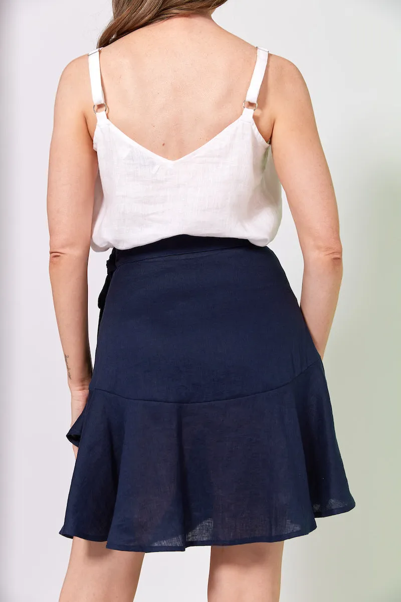 La Vie Mini Wrap Skirt, Sapphire