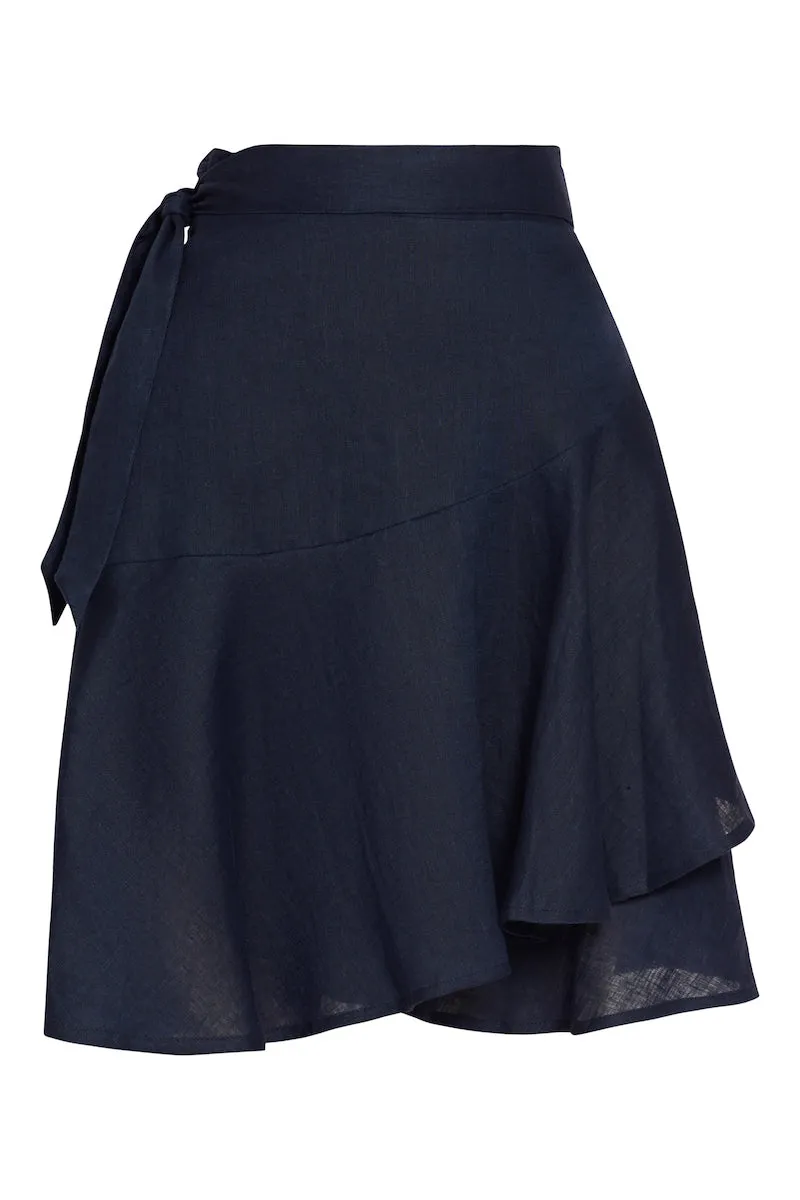 La Vie Mini Wrap Skirt, Sapphire