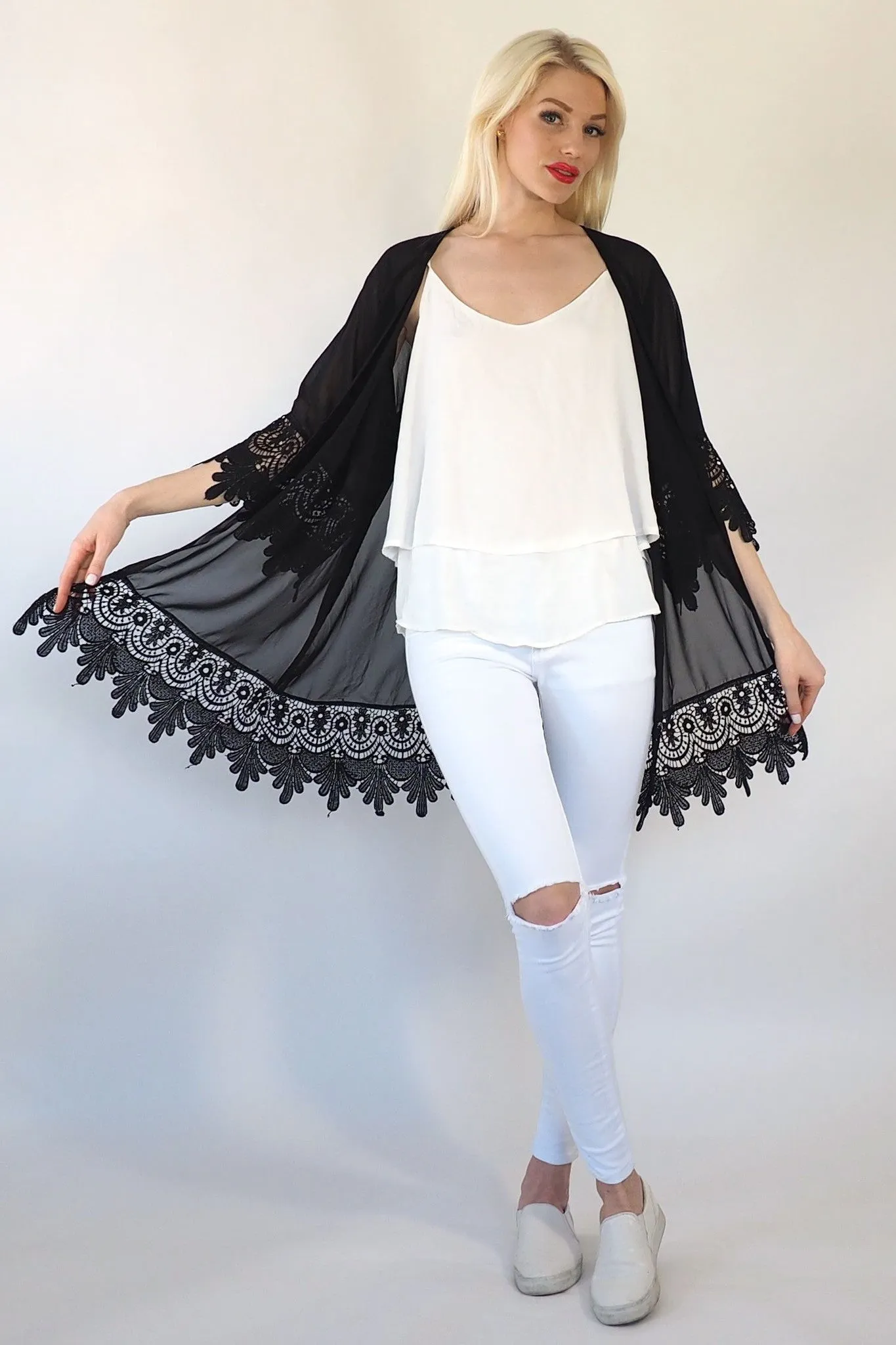 Lace kimono - Black