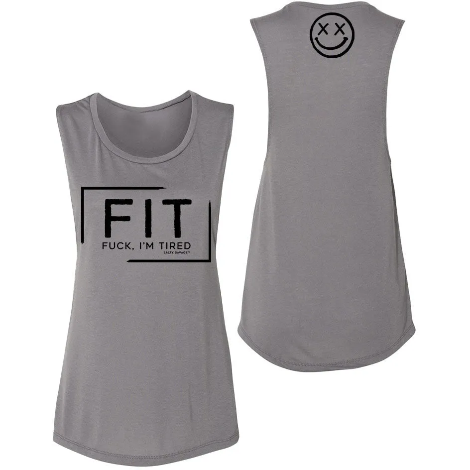 Ladies “FIT” Muscle Tank | Storm Gray/Black