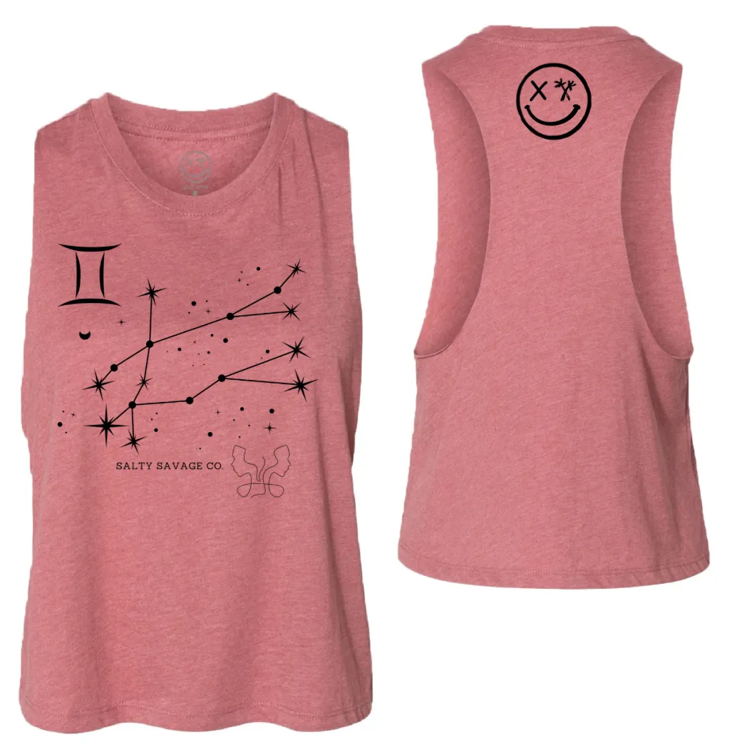 Ladies "Gemini" Flowy Crop Tank | Zodiac Collection