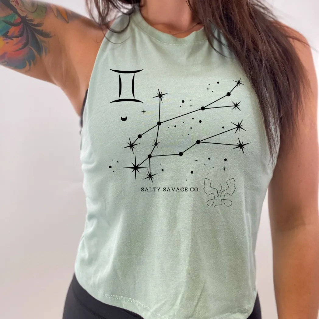 Ladies "Gemini" Flowy Crop Tank | Zodiac Collection