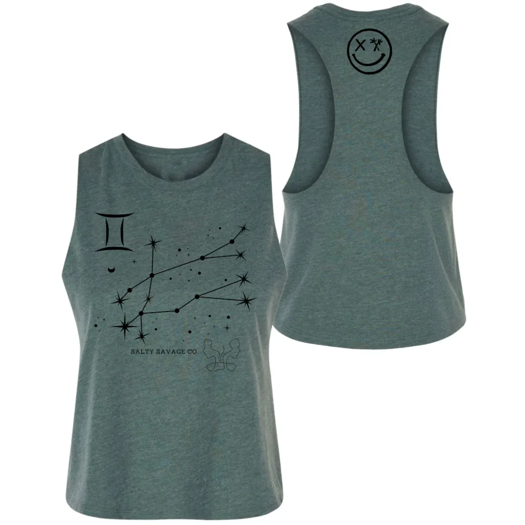 Ladies "Gemini" Flowy Crop Tank | Zodiac Collection