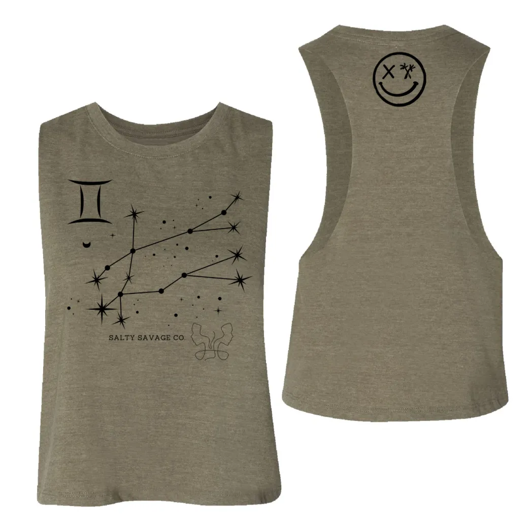 Ladies "Gemini" Flowy Crop Tank | Zodiac Collection