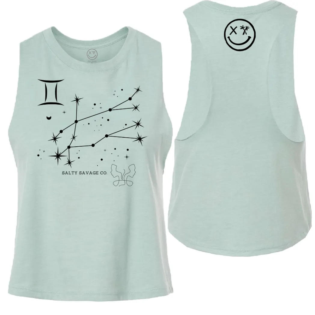 Ladies "Gemini" Flowy Crop Tank | Zodiac Collection