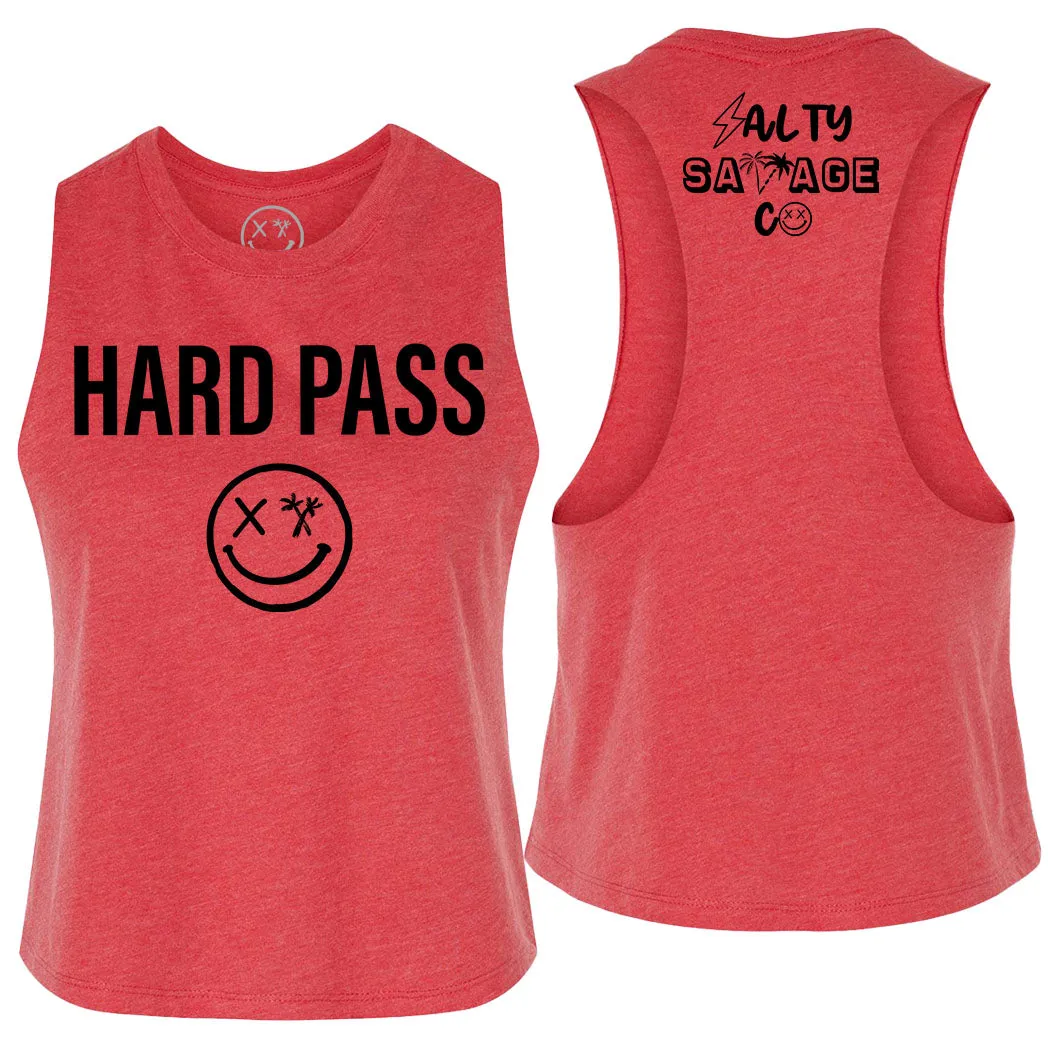 Ladies "HARD PASS" Flowy Crop Tank