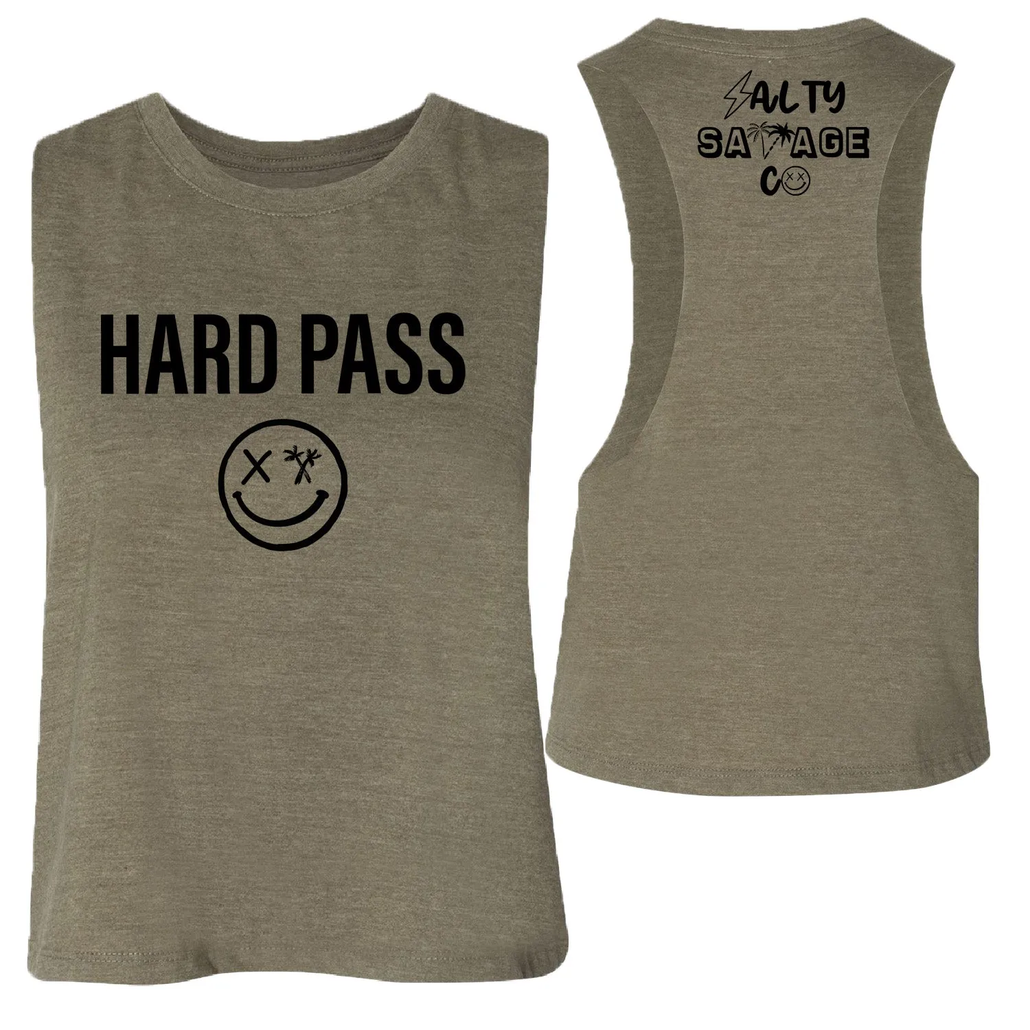 Ladies "HARD PASS" Flowy Crop Tank