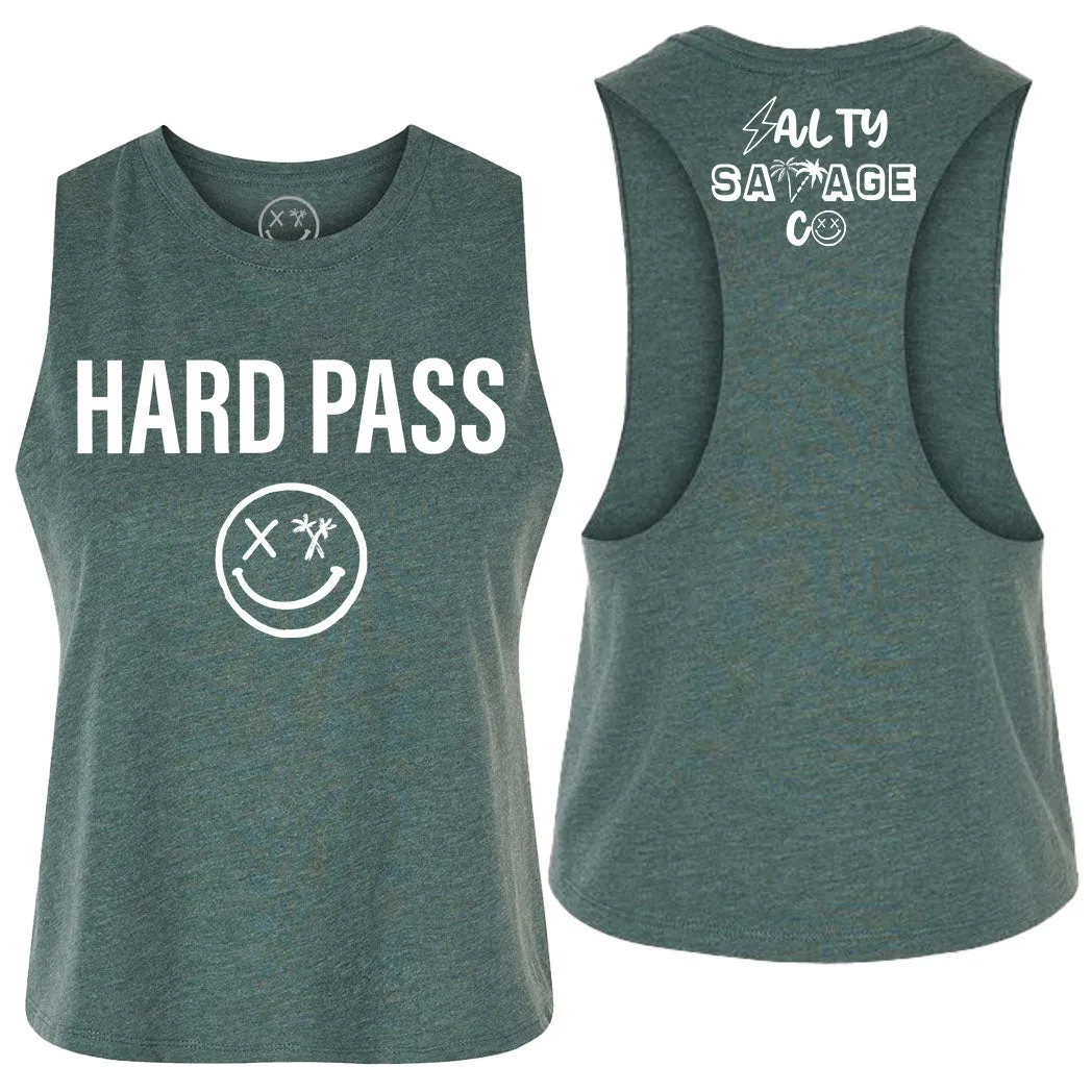 Ladies "HARD PASS" Flowy Crop Tank