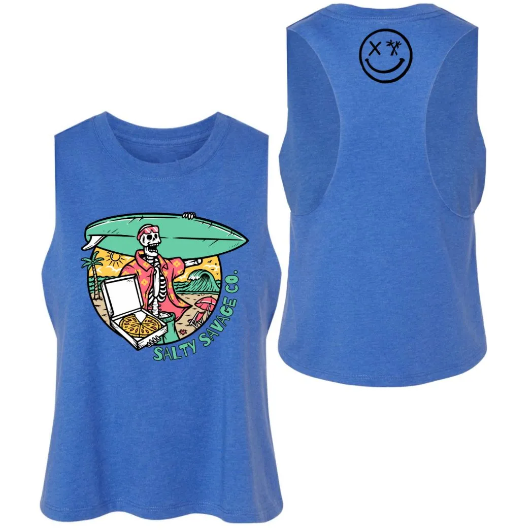 Ladies "Pizza Party" Flowy Crop Tank