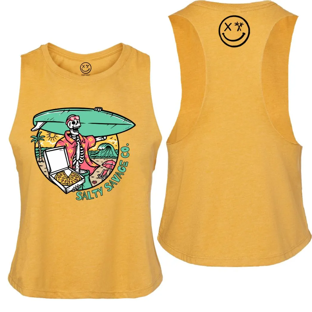 Ladies "Pizza Party" Flowy Crop Tank