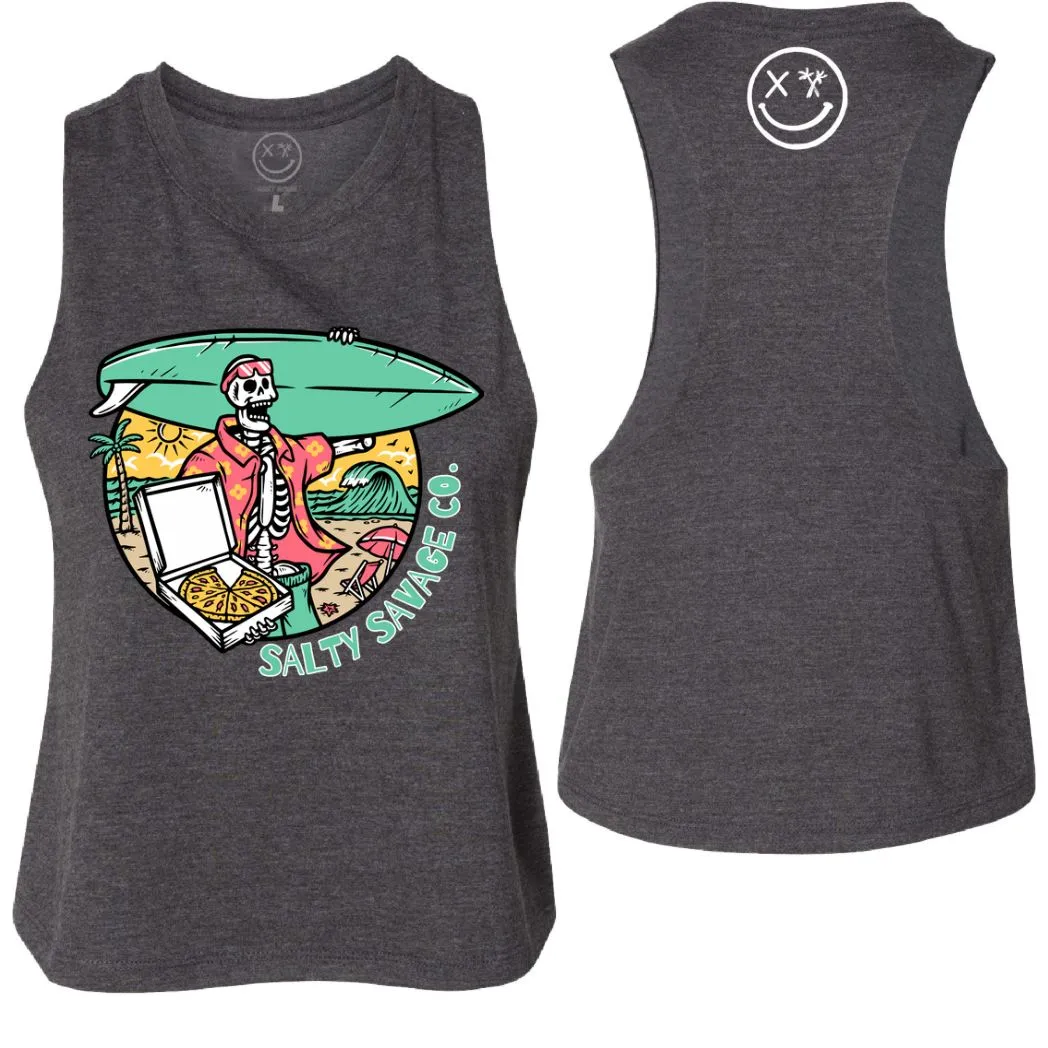 Ladies "Pizza Party" Flowy Crop Tank