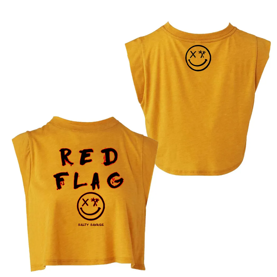 Ladies “RED FLAG” Cropped Muscle Tank