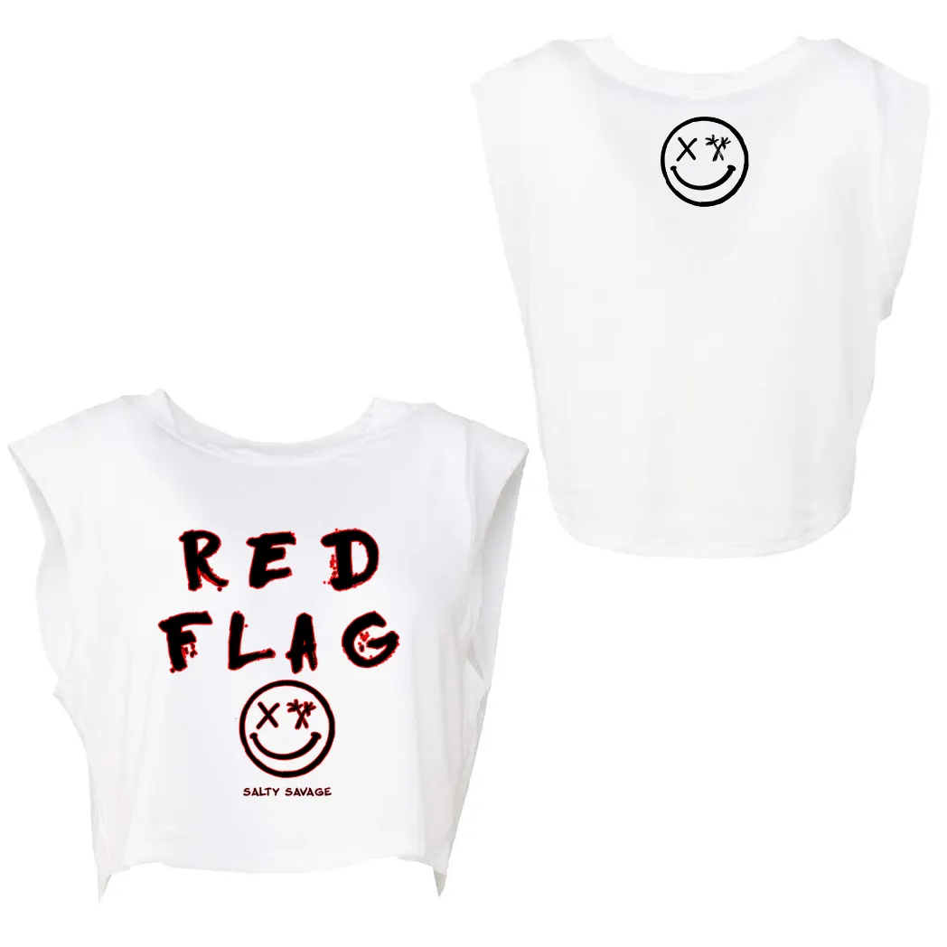 Ladies “RED FLAG” Cropped Muscle Tank