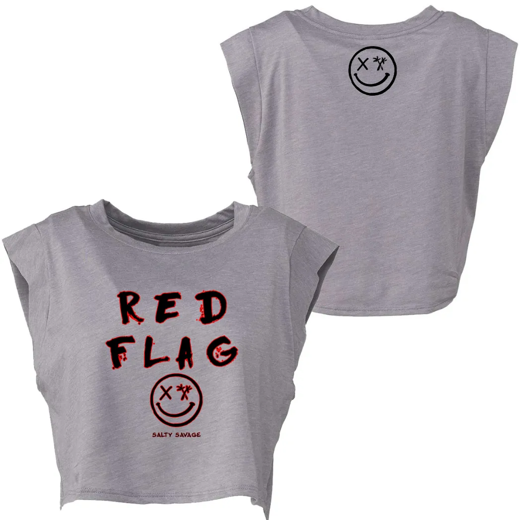 Ladies “RED FLAG” Cropped Muscle Tank