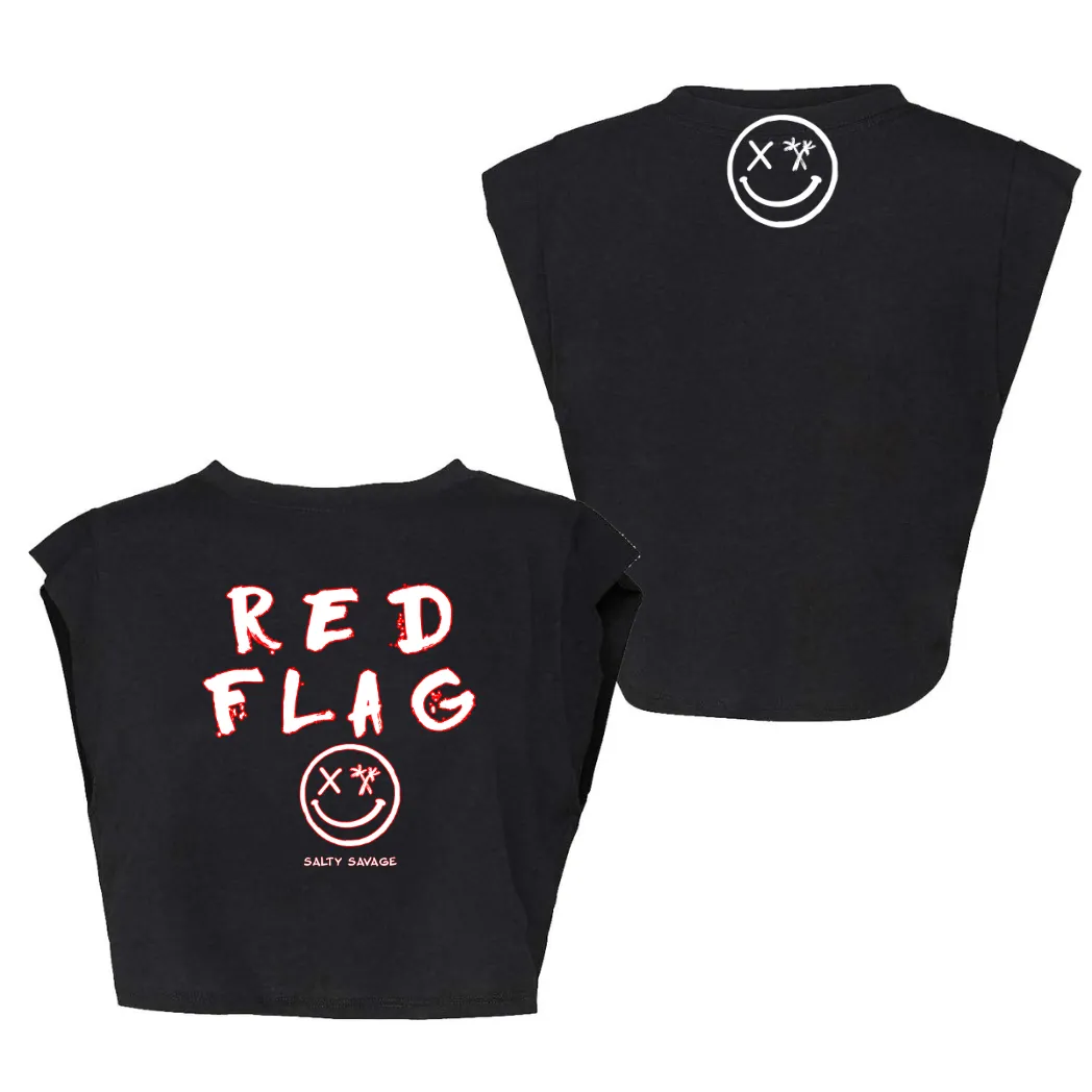 Ladies “RED FLAG” Cropped Muscle Tank