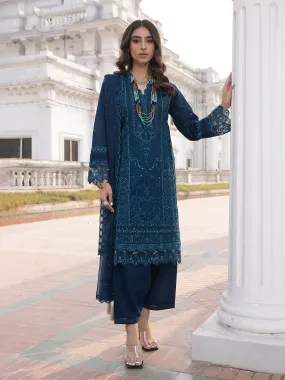 Lakhany Zinc Blue Unstitched Embroidered Lawn 3-Piece Suit (LG-SK-0142)