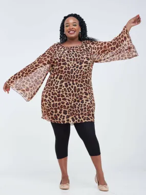 Lamazi Collections Leopard Print Chiffon Top - Leapard Print