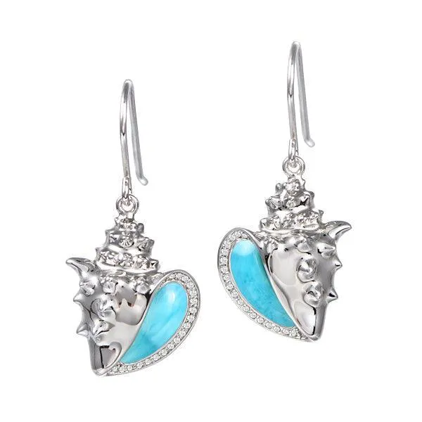 Larimar Ali’i Conch Shell Earrings